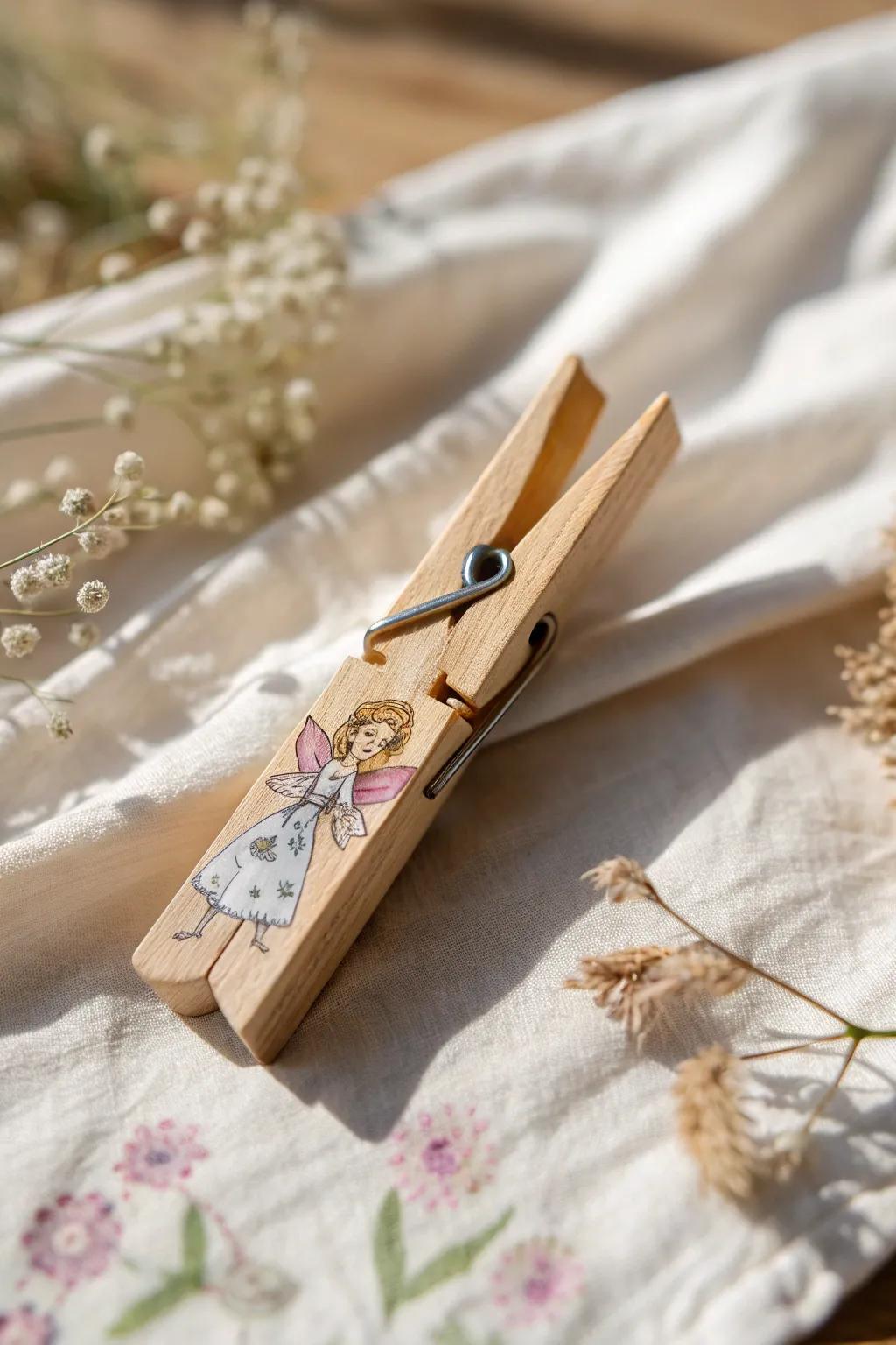 Add a touch of whimsy to your decor with this enchanting painted clothespin.