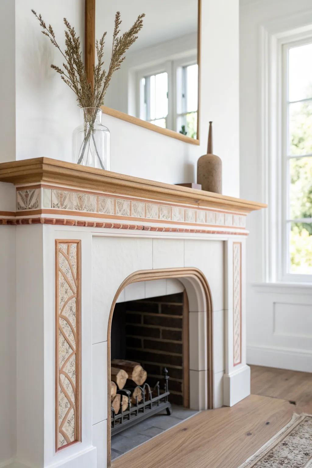 A crisp painted border makes even a simple fireplace surround look custom and refined.