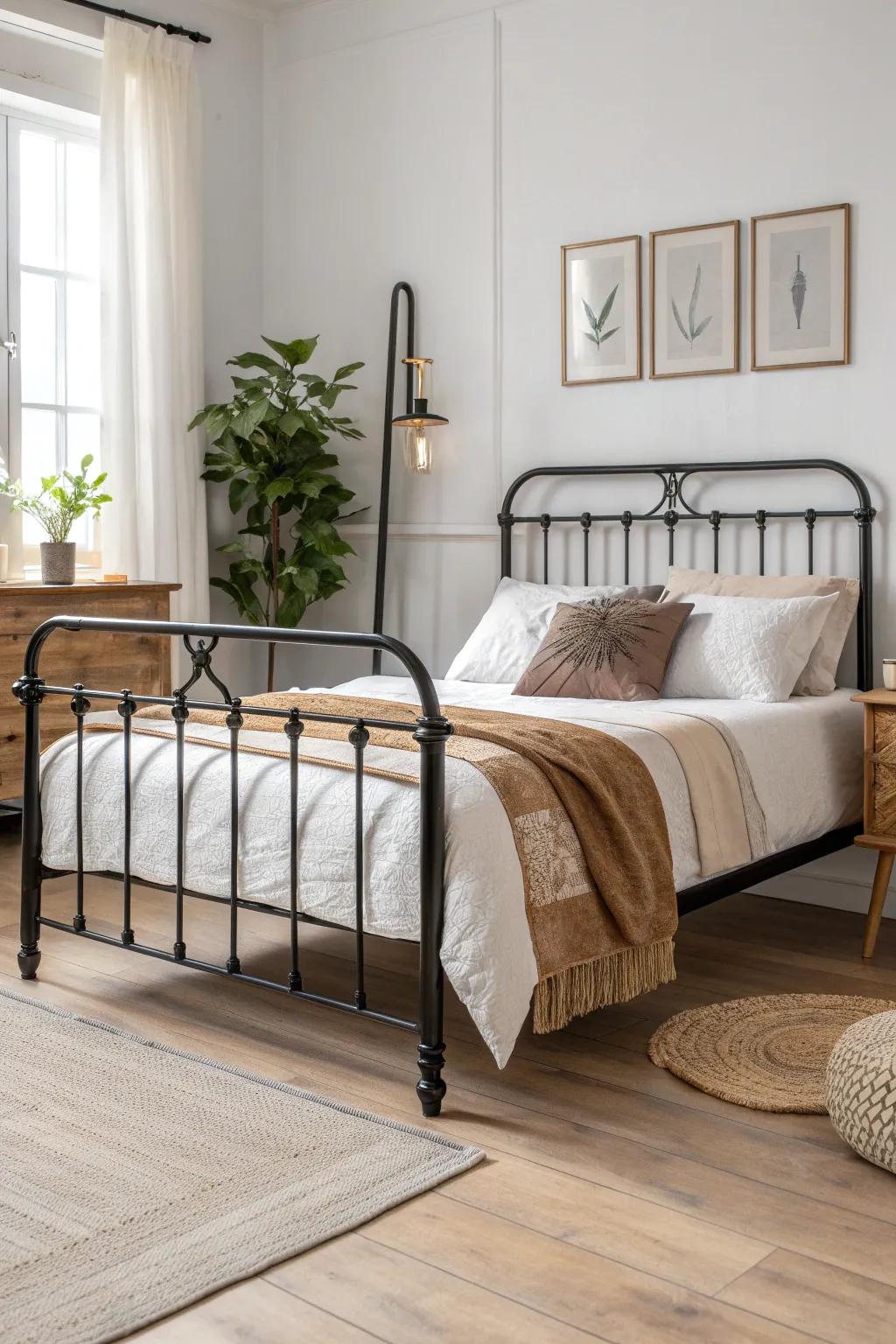 Elevate your bedroom with a timeless glossy black bed frame for a chic and minimalist vibe.