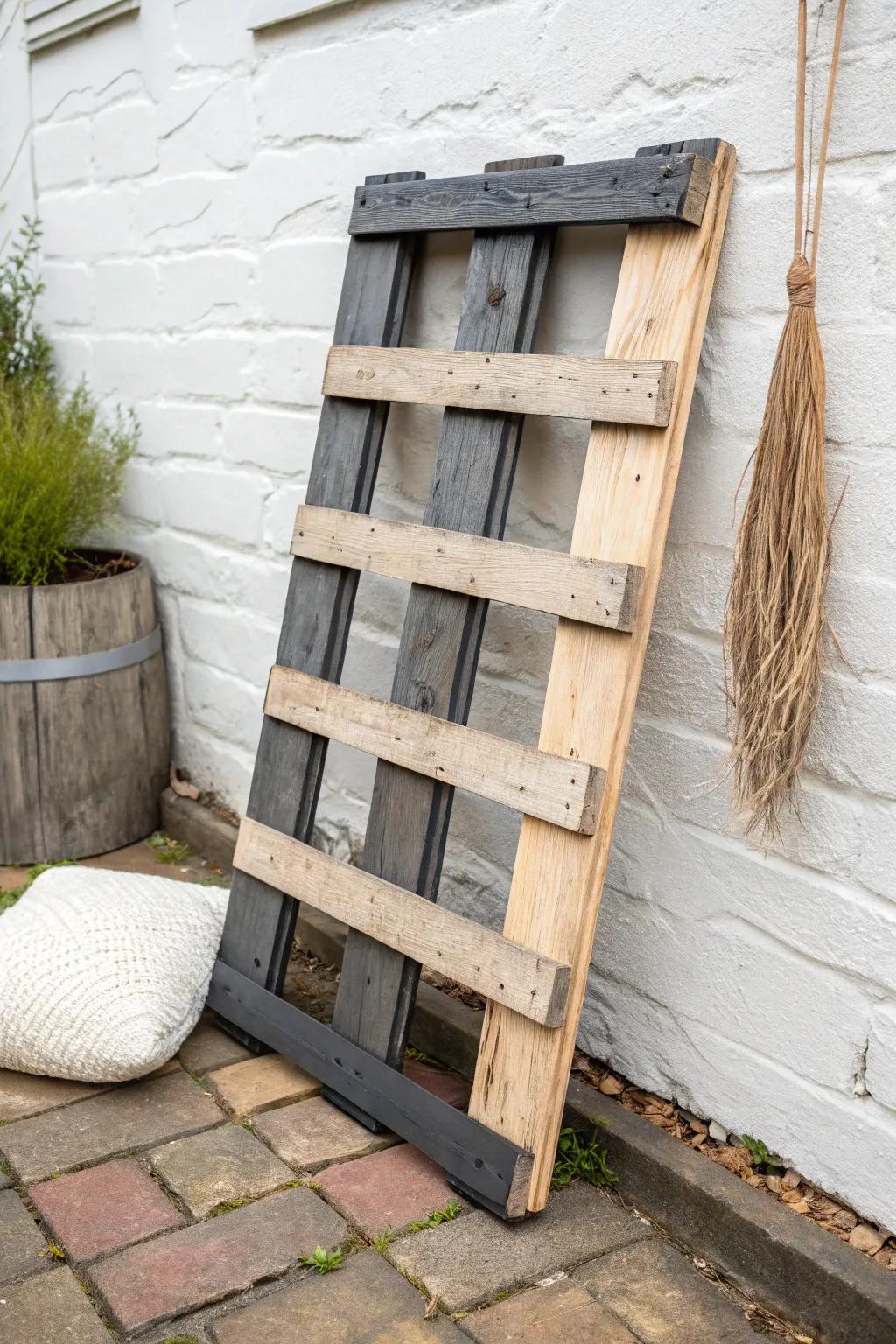 Ombre pallet magic—dark-to-light slats that look like art and hide imperfections beautifully.