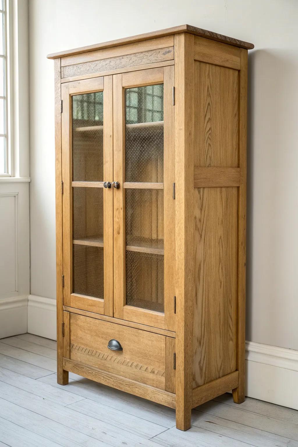 A quick clean + wood oil brings a pie safe back to life with a soft, high-end glow.