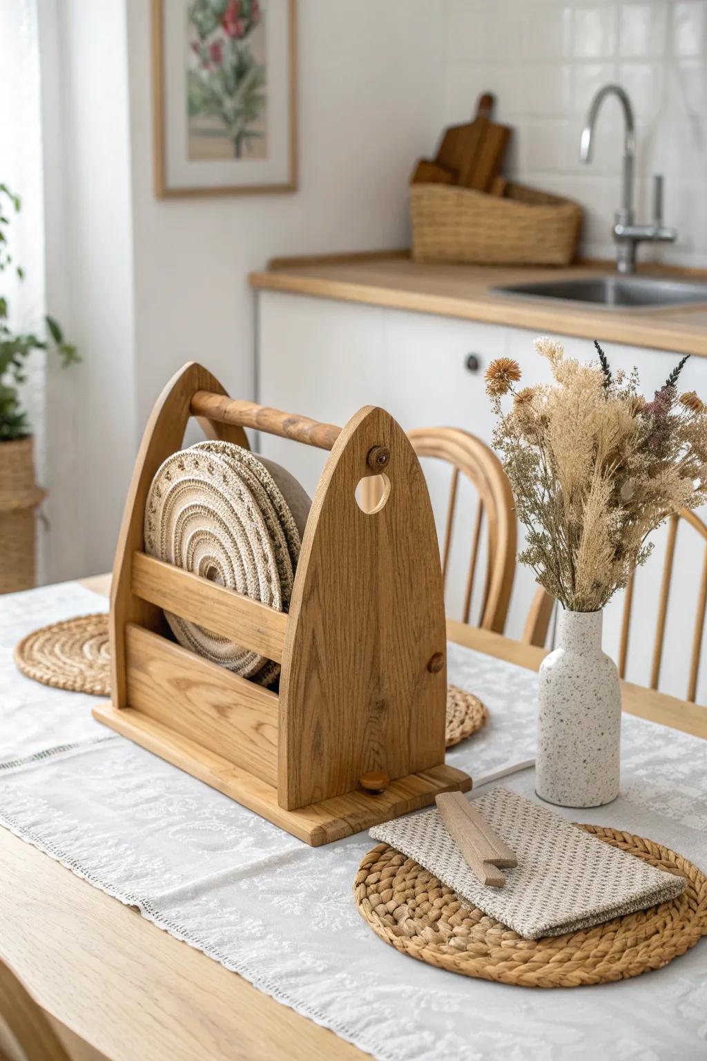 Elevate your dining space with a stylish tabletop placemat holder, where simplicity meets elegance.