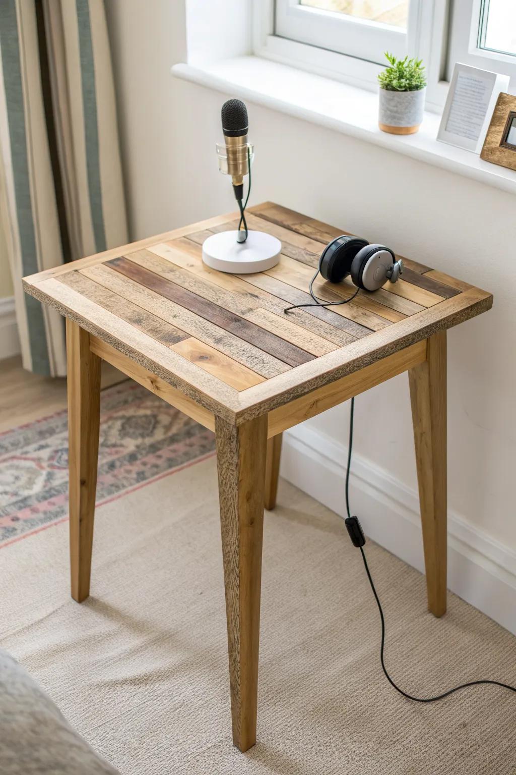 Pallet-strip overlay top: rustic character, smooth sanded finish, and a sleek minimalist vibe.