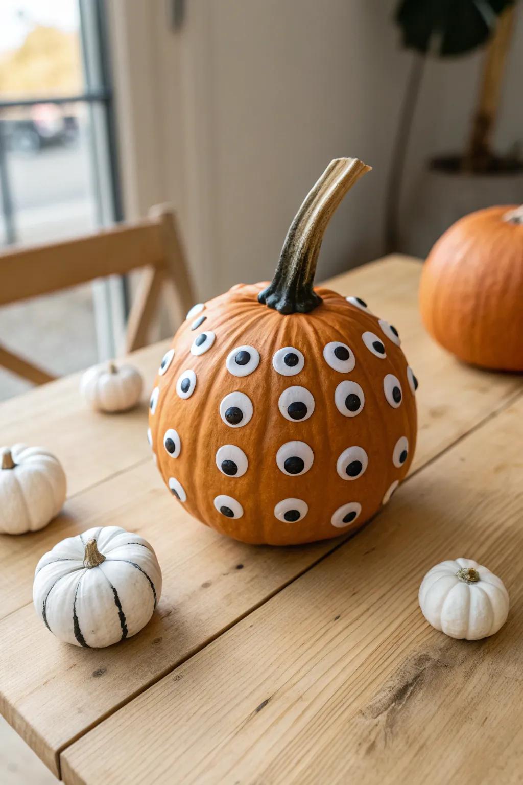 Pattern Play: Discover the charm of symmetry with this googly-eyed pumpkin masterpiece.