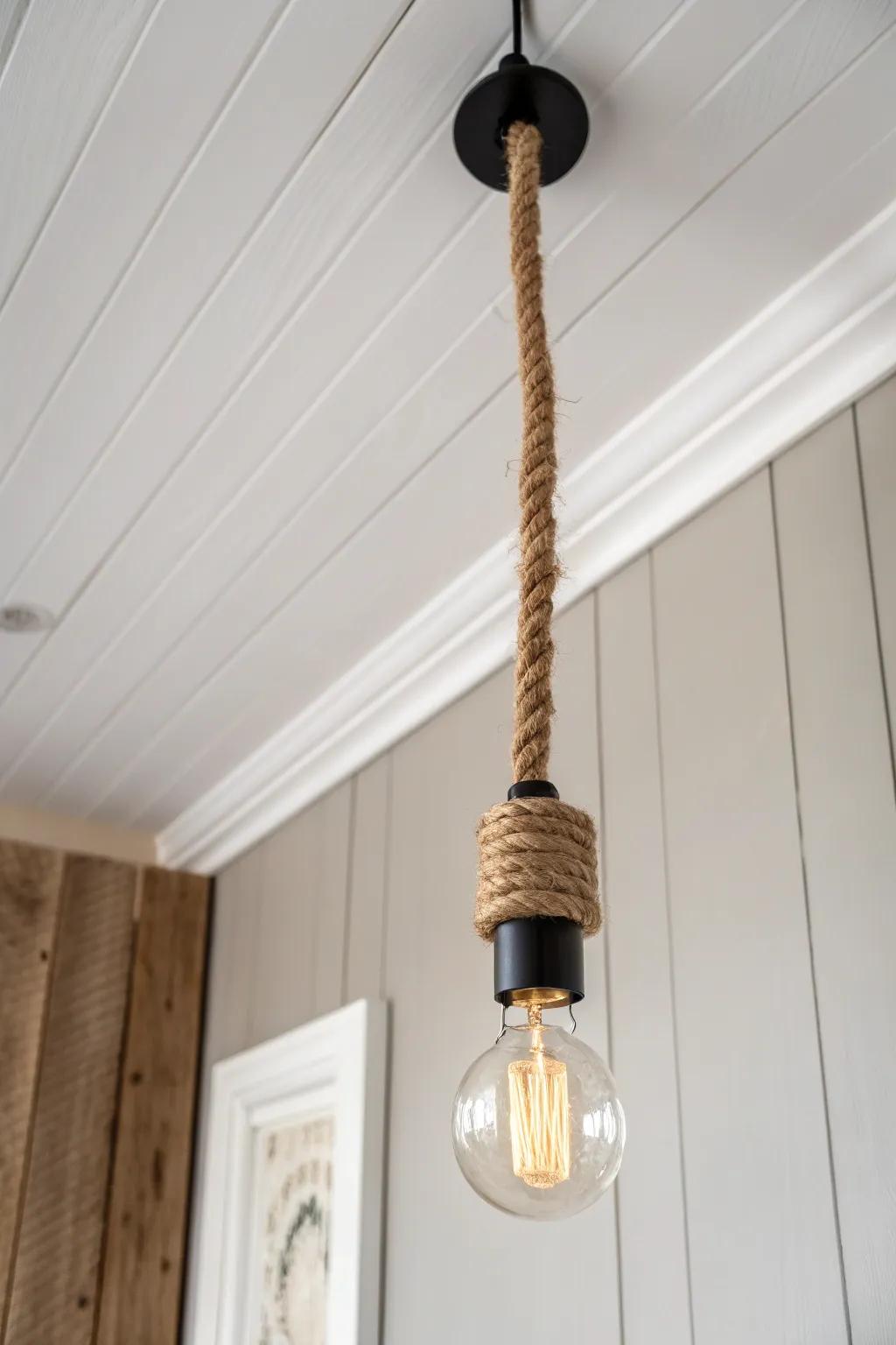 Rope-wrapped pendant drop: a simple rustic upgrade with warm texture and clean minimal lines.