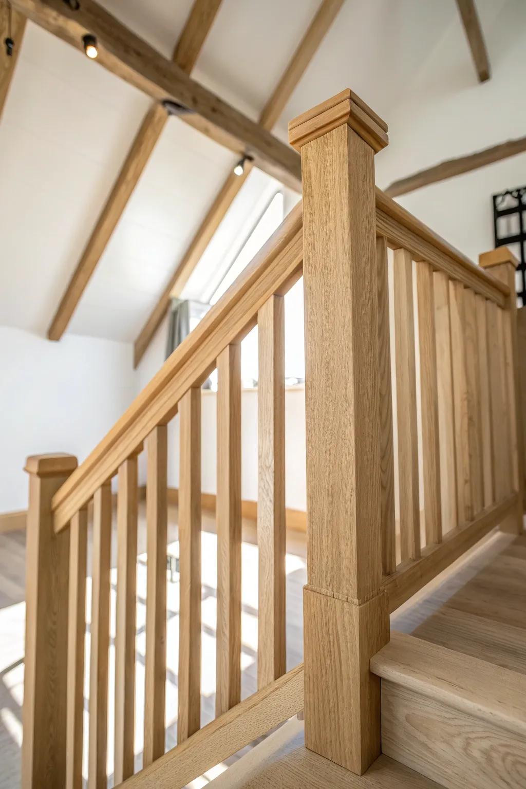 Partial-loft railing defines a cozy nook while the vaulted ceiling stays bright and open.
