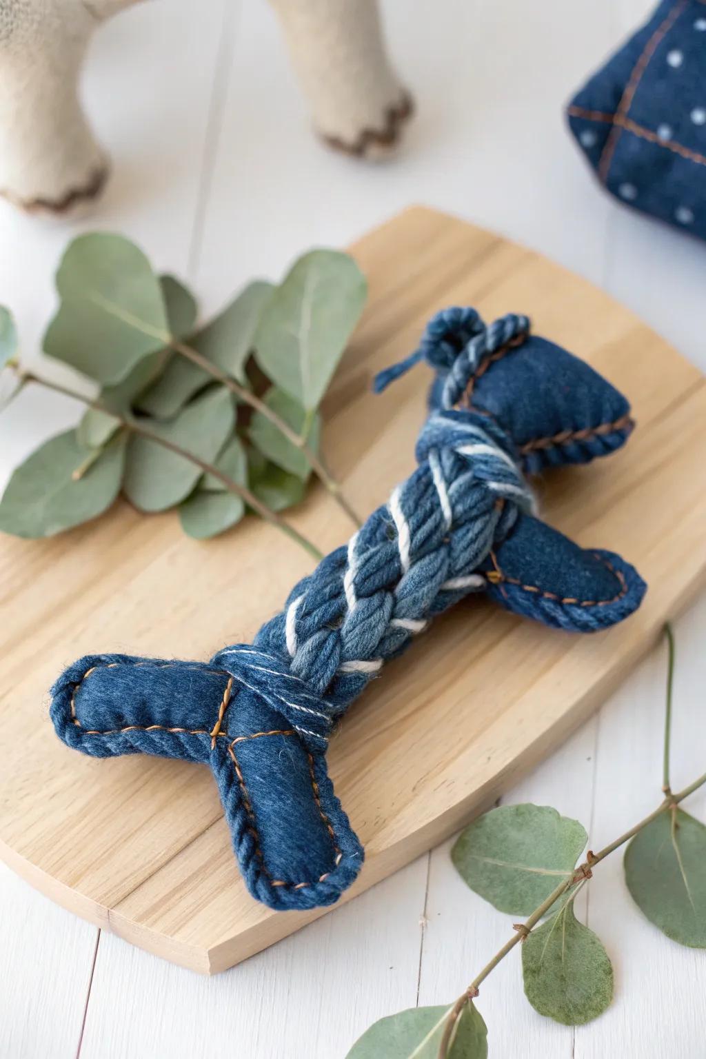 Transform old jeans into a charming denim dog toy - sustainable, stylish, and pup-approved!