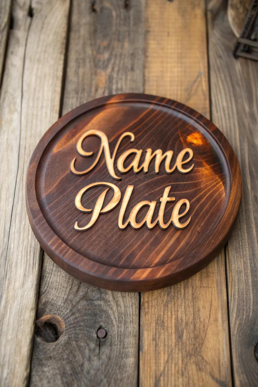 Handcrafted elegance: Personalized wooden nameplates for a touch of warmth and individuality.