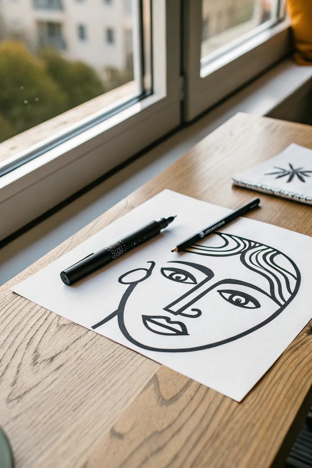 Explore the artistry of abstract faces with minimalist charm, where simplicity meets creativity.