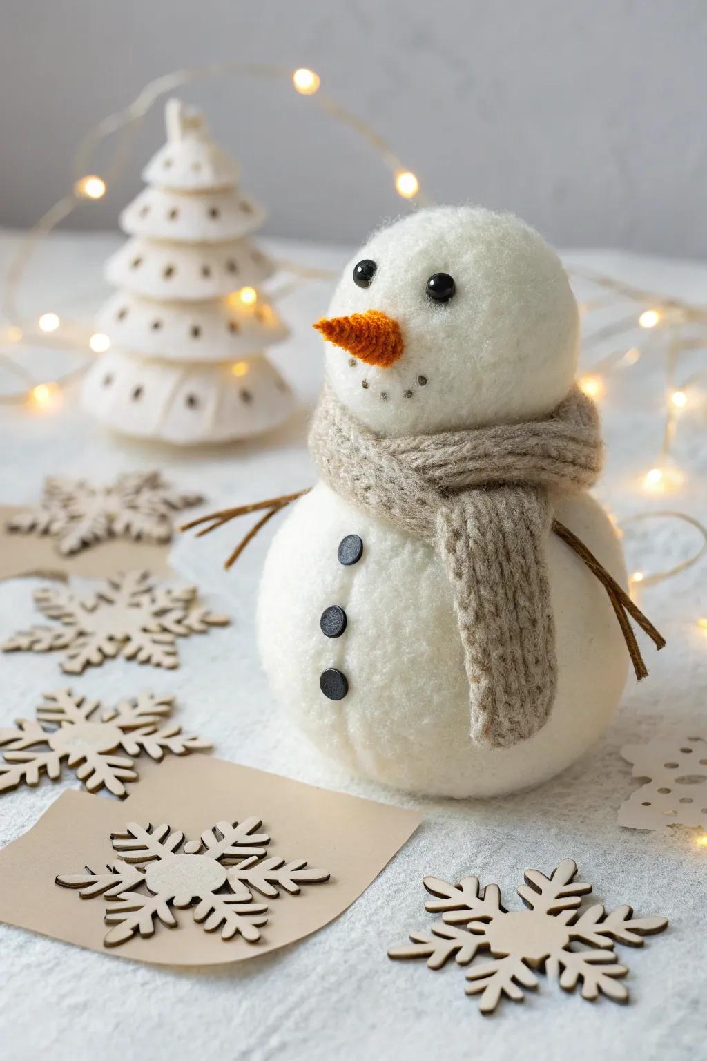 Countdown to Christmas with this charming DIY snowman, embracing minimalist elegance and natural beauty.