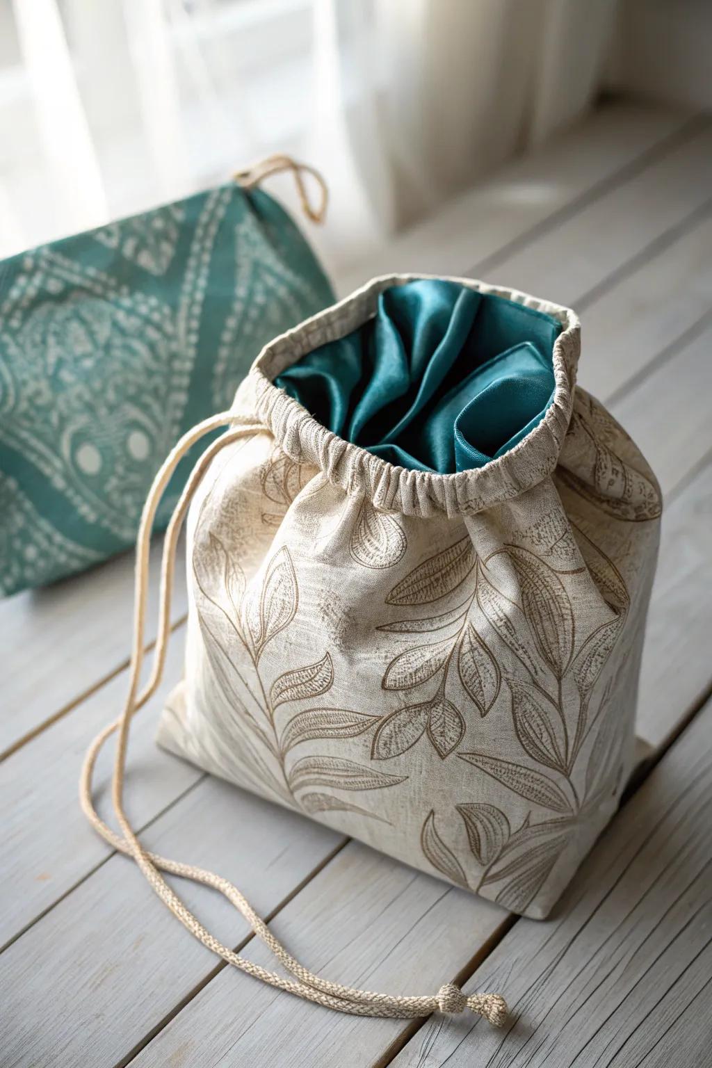 Discover the secret luxury within: a gift bag with a silky surprise.