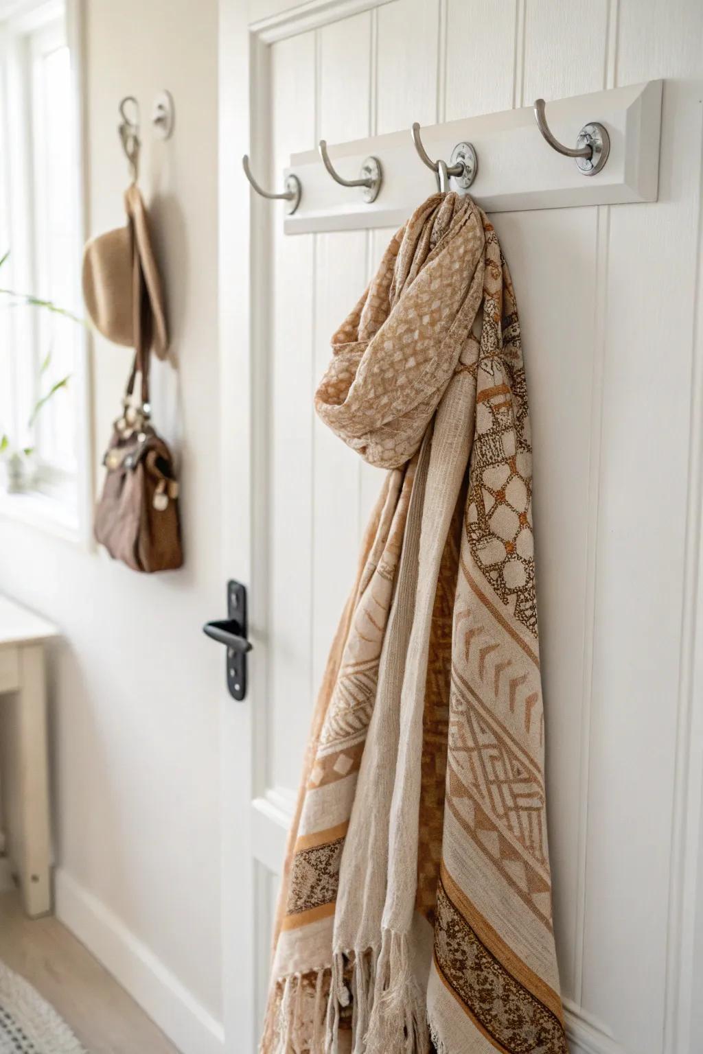 Elevate your entryway with effortless scarf storage—practicality meets Scandinavian charm.