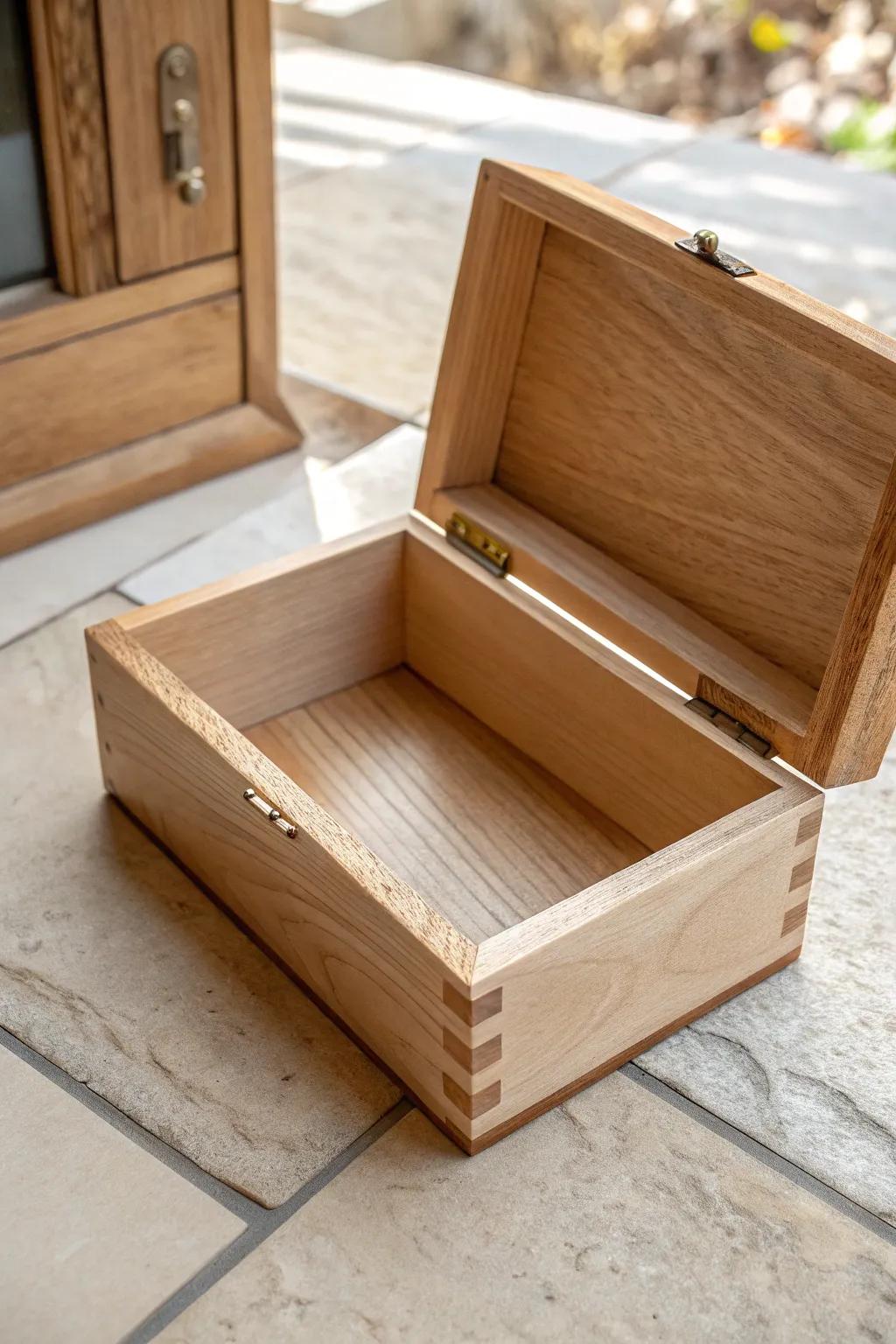 A minimalist wood box with a hidden false bottom—simple beauty, secret storage, pure craft.