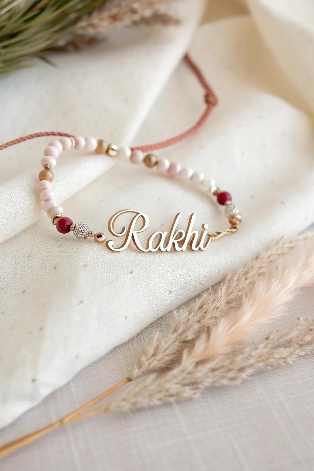 Craft a personal connection with a custom initials rakhi, where simplicity meets elegance.