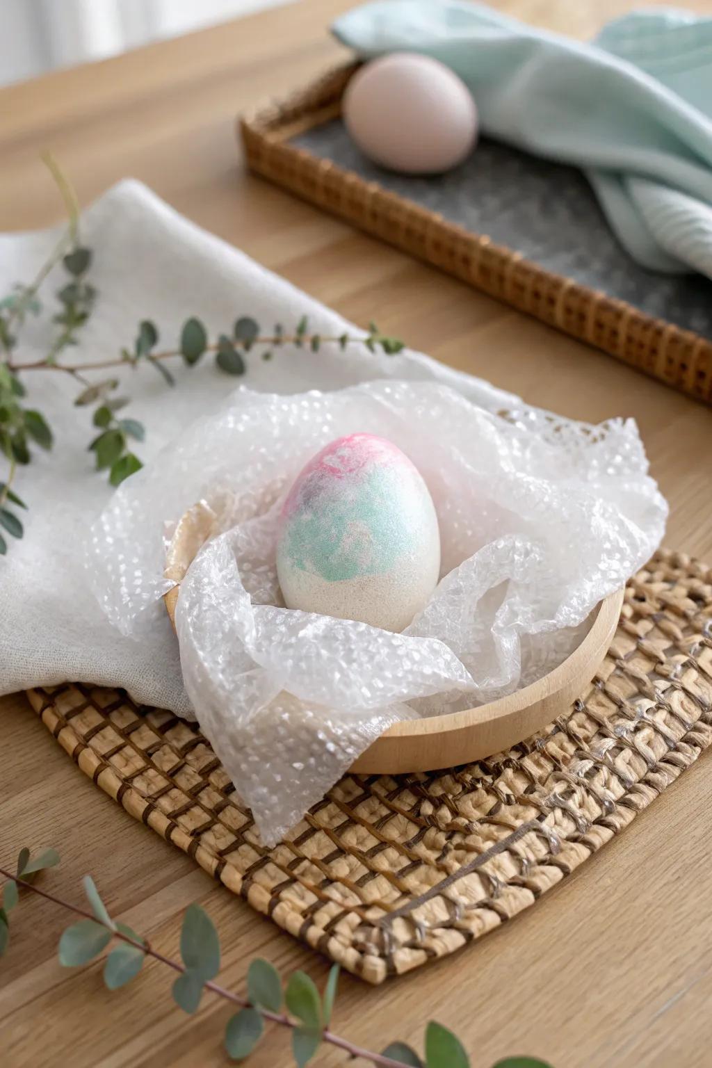 Discover the magic of textures with Bubble Wrap Eggs – a delightful surprise for little hands this Easter!