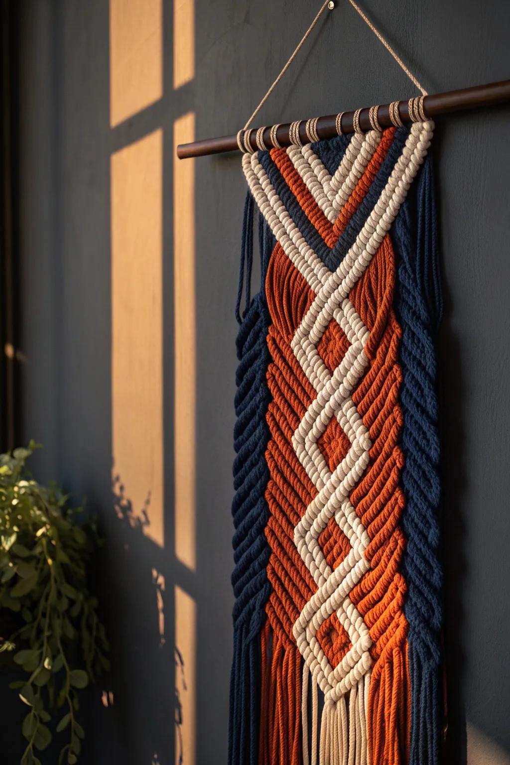 Elevate your space with bold craftsmanship: a stunning macramé piece that transforms any wall.