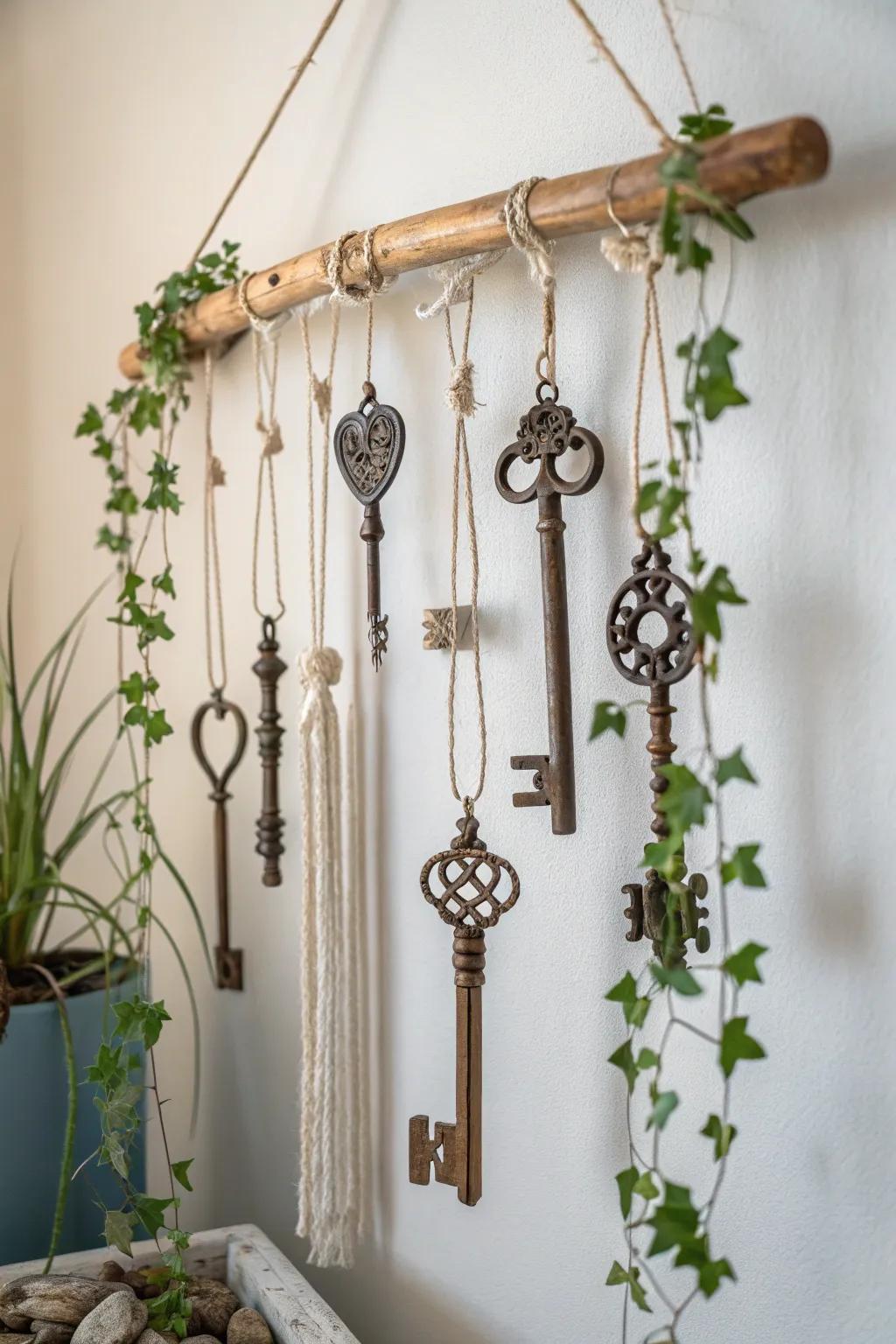 Unlock the Past: A vintage key mobile that captivates with its charm and mystery.