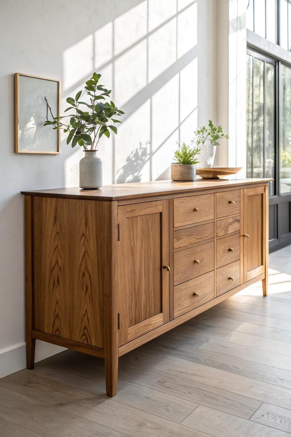 Give your old sideboard a reclaimed-wood glow-up with fresh hardware for a custom look.