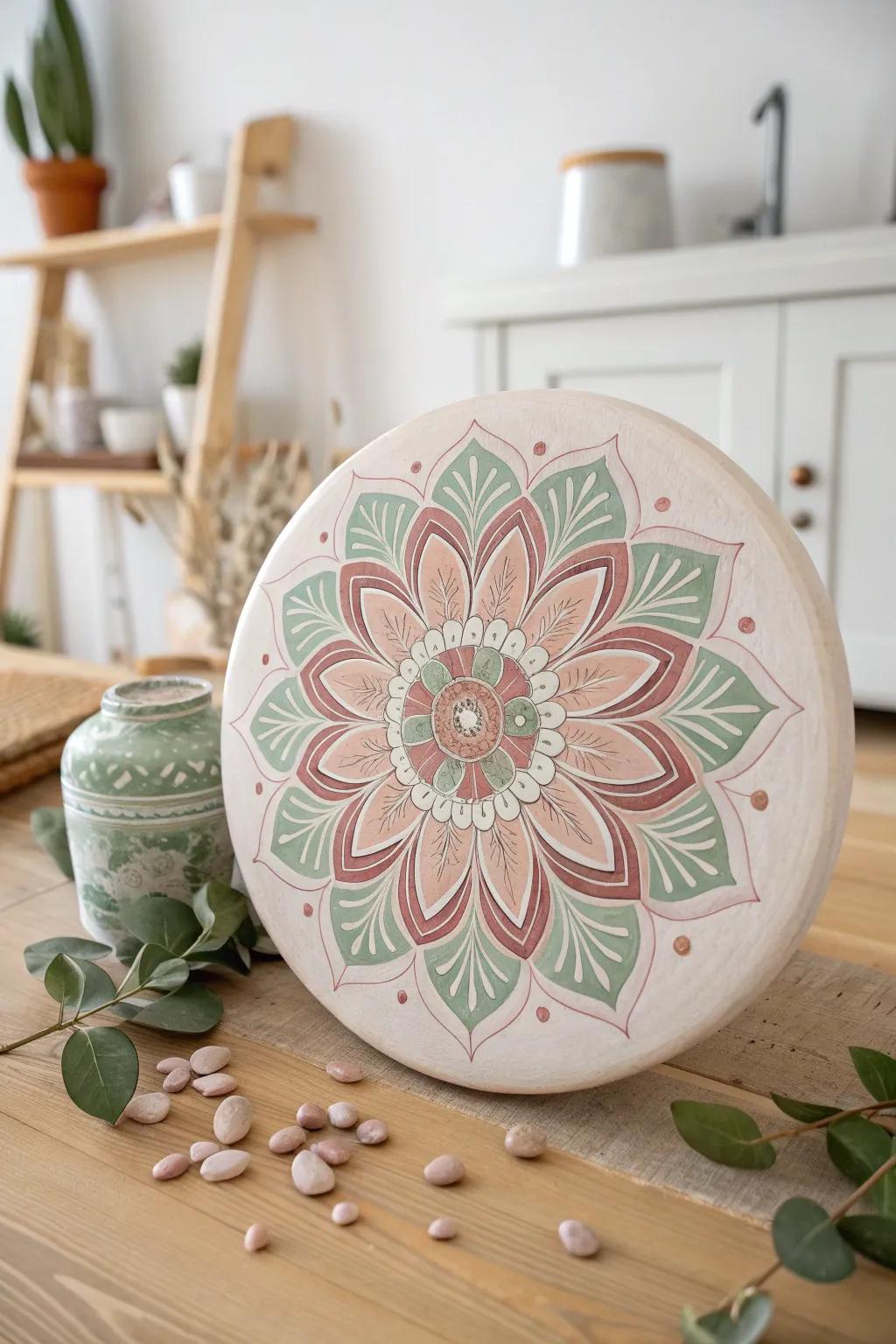 Discover tranquility and creativity with this elegantly painted mandala, a perfect blend of artistry and mindfulness.