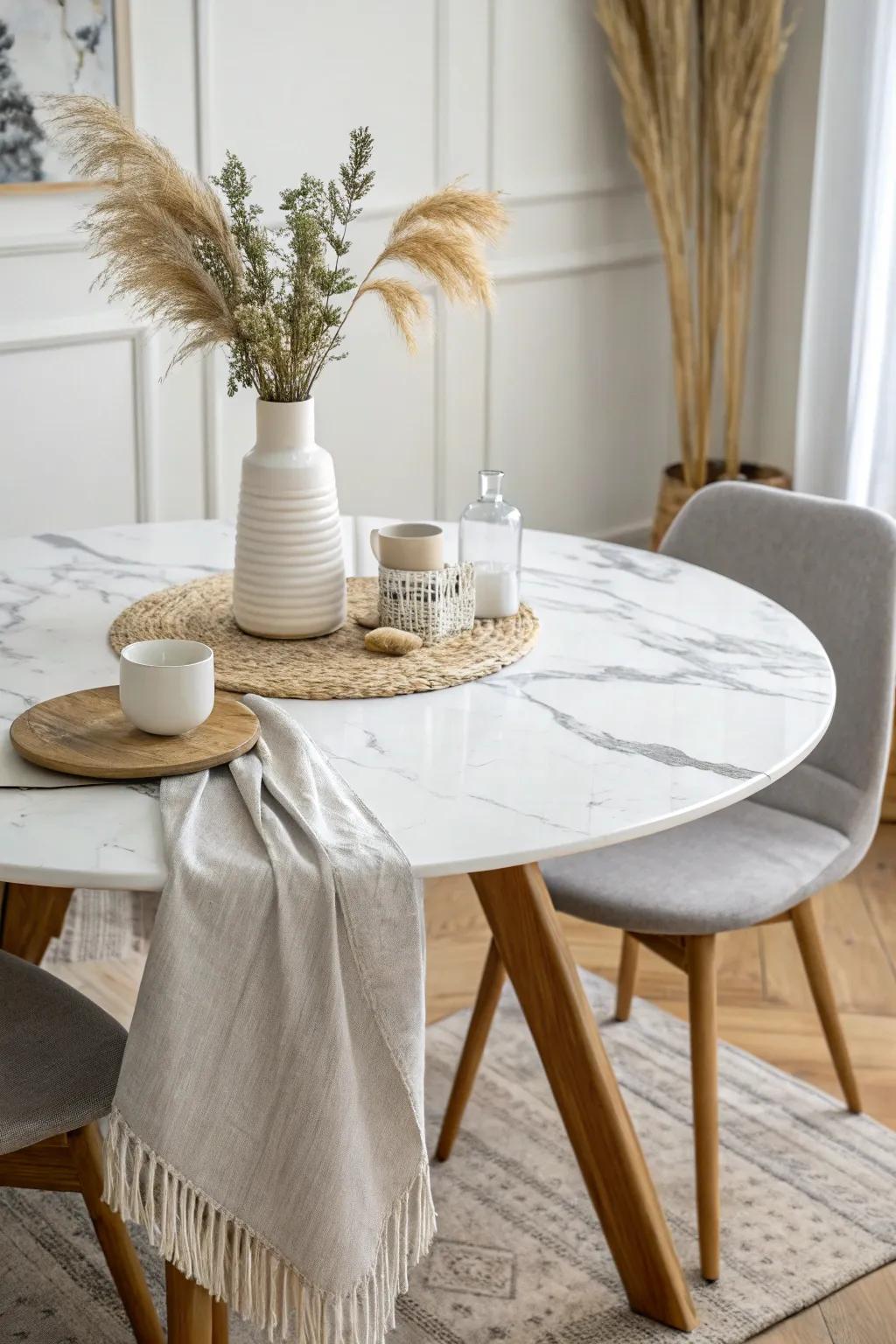 Faux marble tabletop magic: a chic, budget-friendly painted finish that looks beautifully luxe.