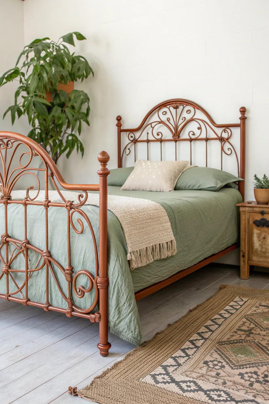 Add warmth and serenity to your space with a terracotta-painted bed frame. Perfect for a nature-inspired, minimalist look.