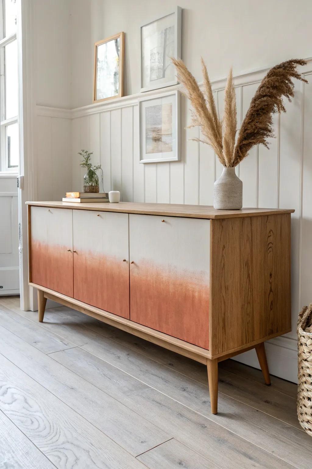 A dreamy ombre sideboard—deep at the base, fading to light for a soft artsy statement.