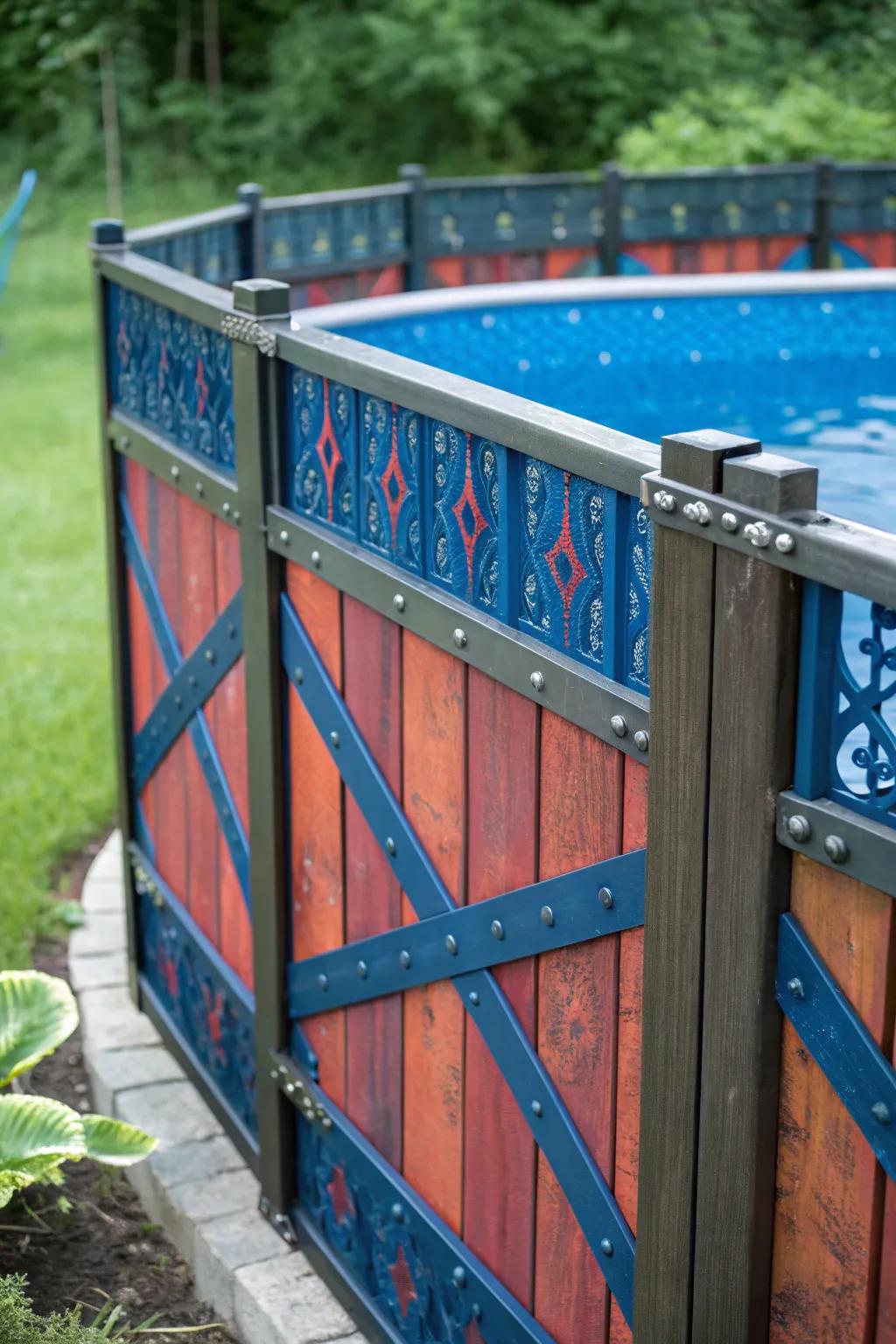 Transform your space with a handcrafted privacy fence from an old pool frame—where solitude meets style.