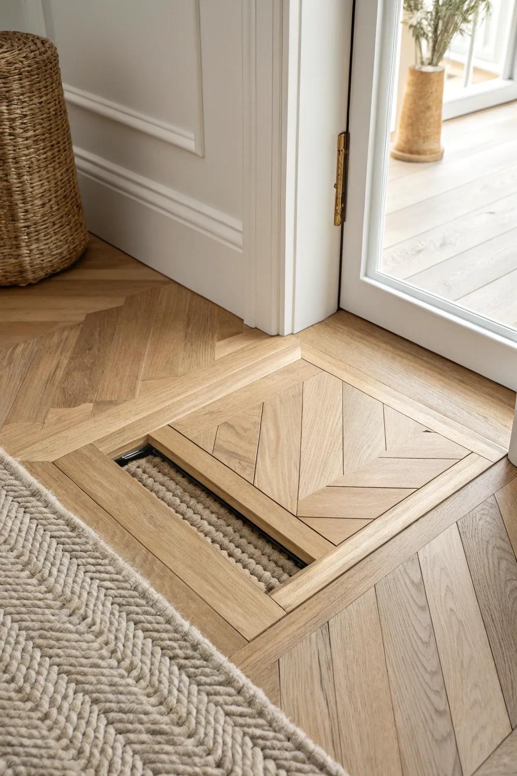 A hidden hardwood trapdoor that vanishes into the floor—sleek, secure, and beautifully made.