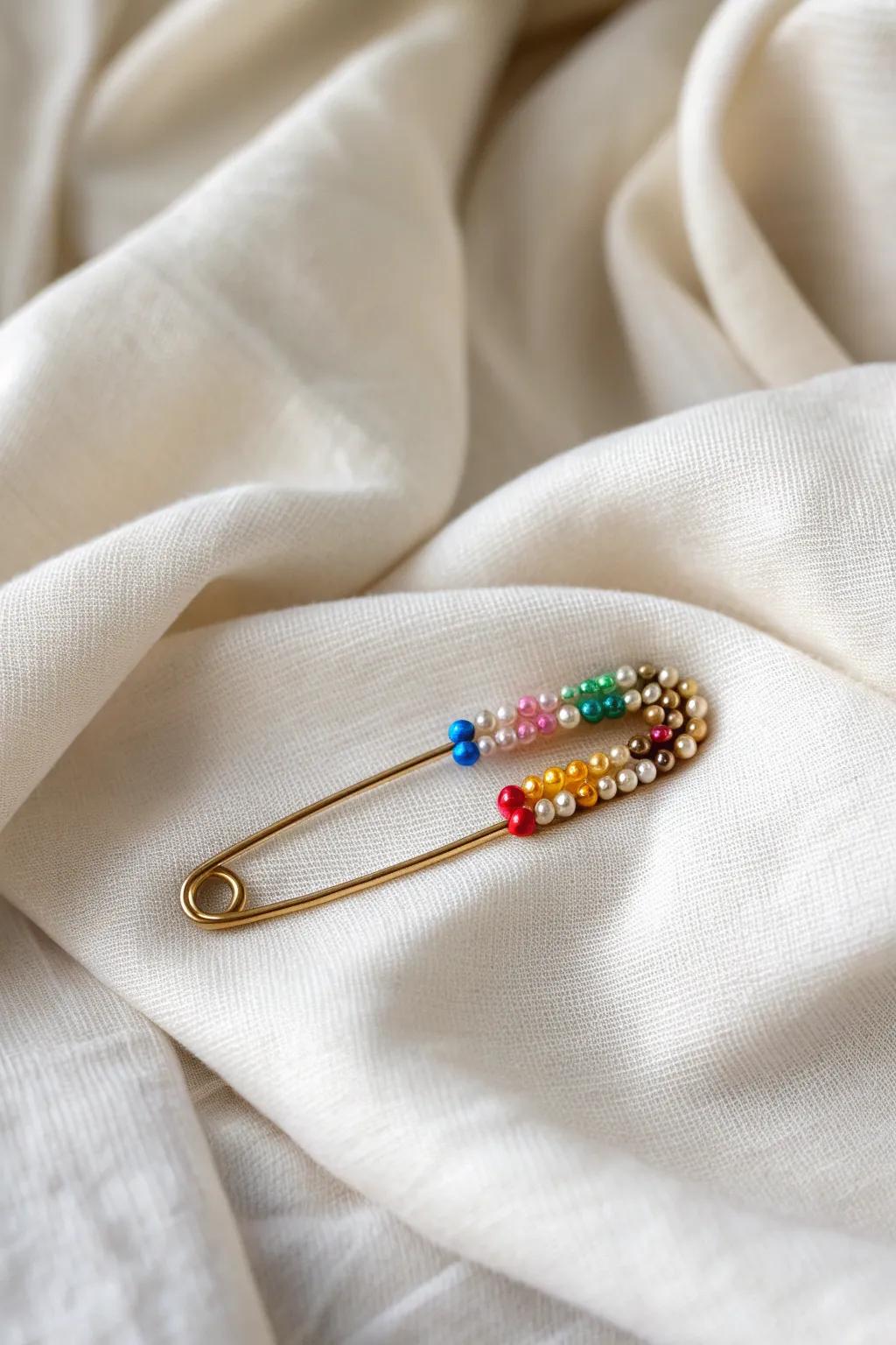 Add a pop of color to your wardrobe with this chic safety pin pattern!