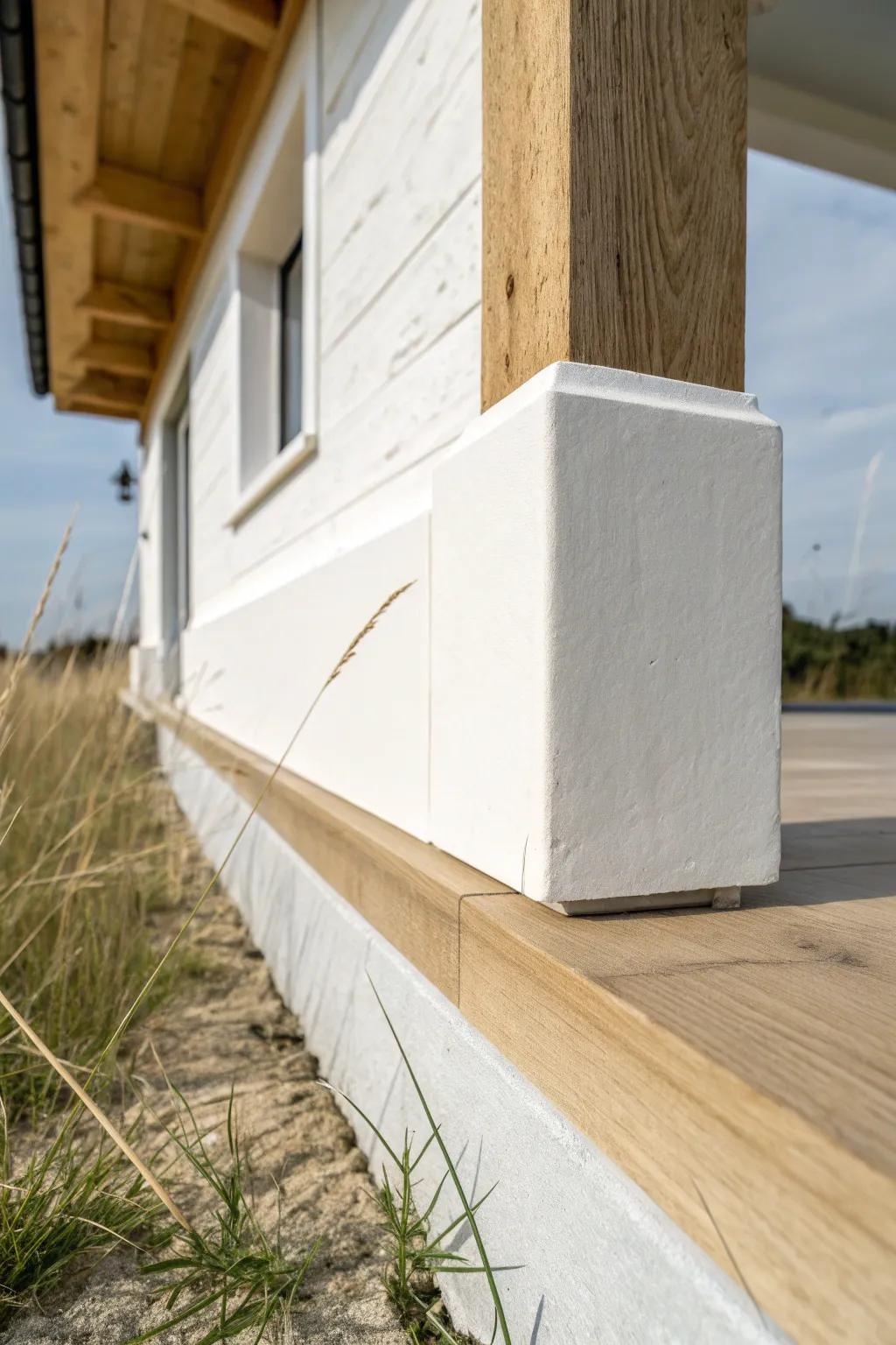 Paintable concrete panel skirting creates a clean, solid base for a warmer, quieter home.
