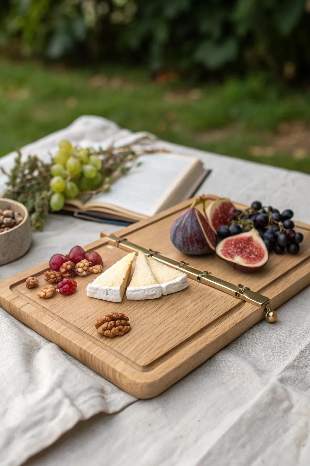 A fold-over “book” cheese board: double the serving space, flat storage, and instant wow factor.
