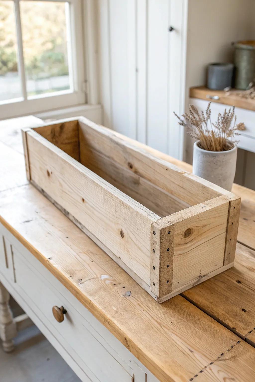Budget farmhouse charm: a lightweight faux wood ceiling beam box for instant cozy character.