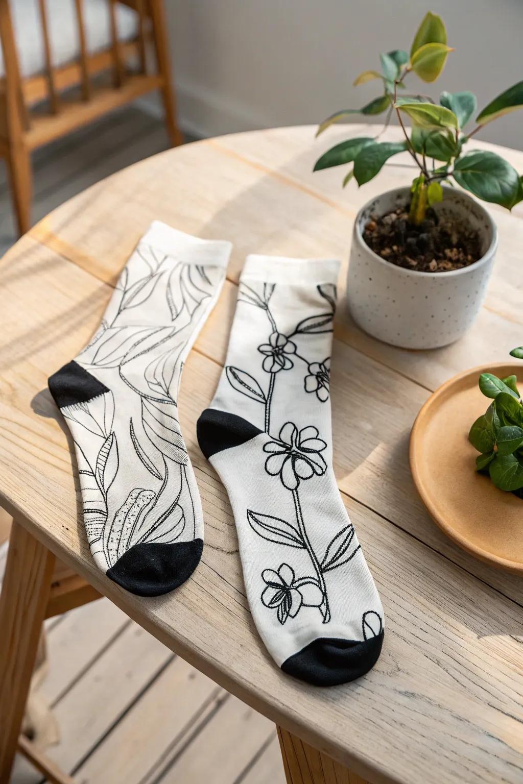 Elevate your style with minimalist line art socks – where simplicity meets elegance.