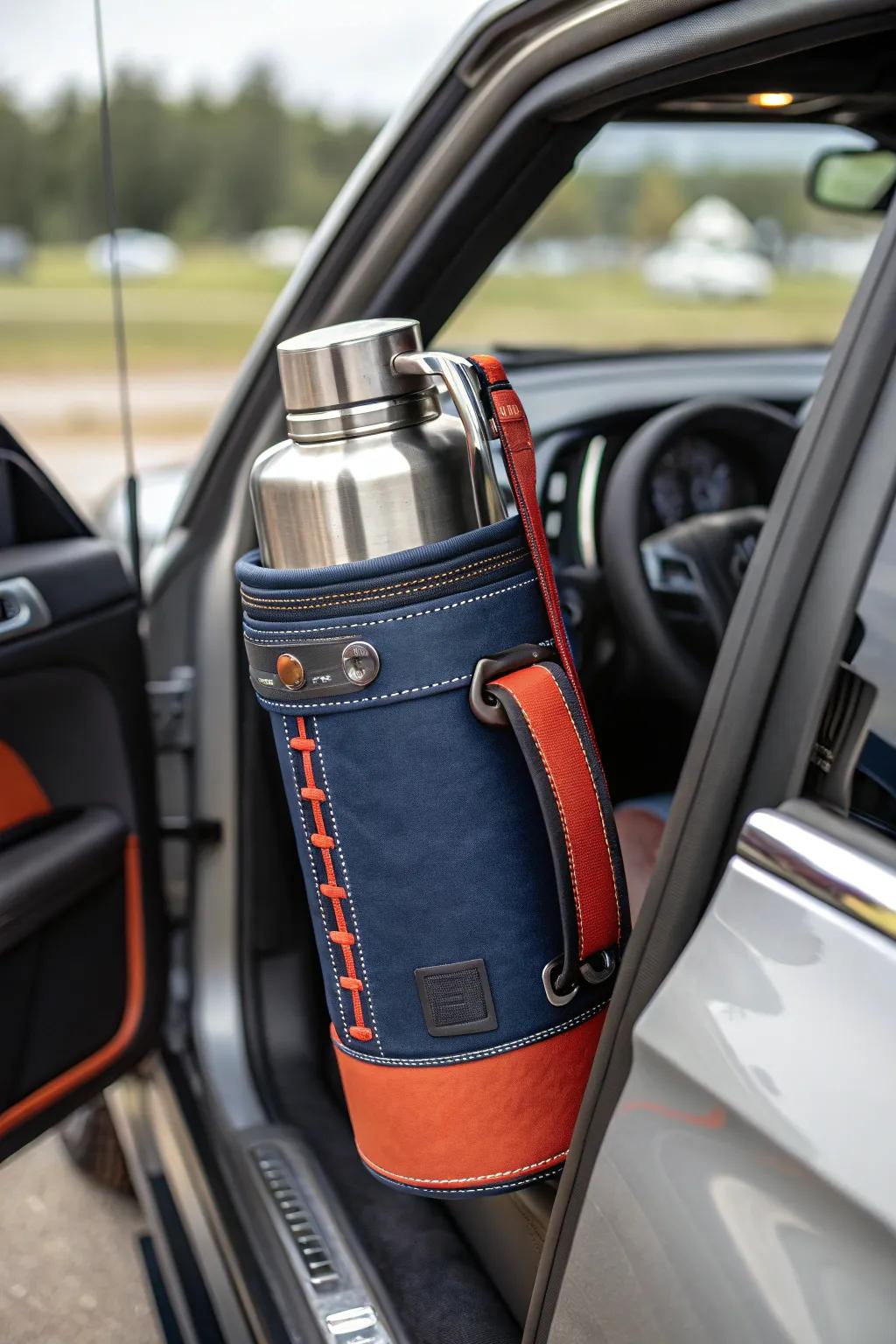 Stay refreshed on the road with this expertly crafted insulated water jug holder, perfect for your SUV adventures!