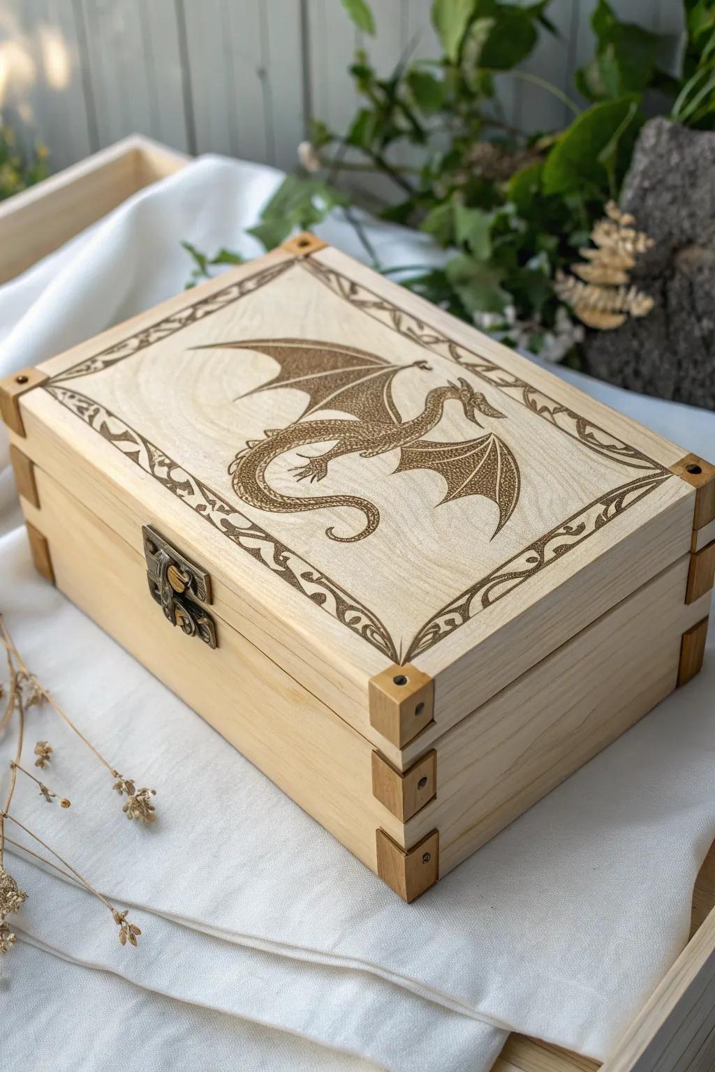 Unleash your imagination with this dragon-inspired time machine box, a perfect blend of fantasy and minimalist design.
