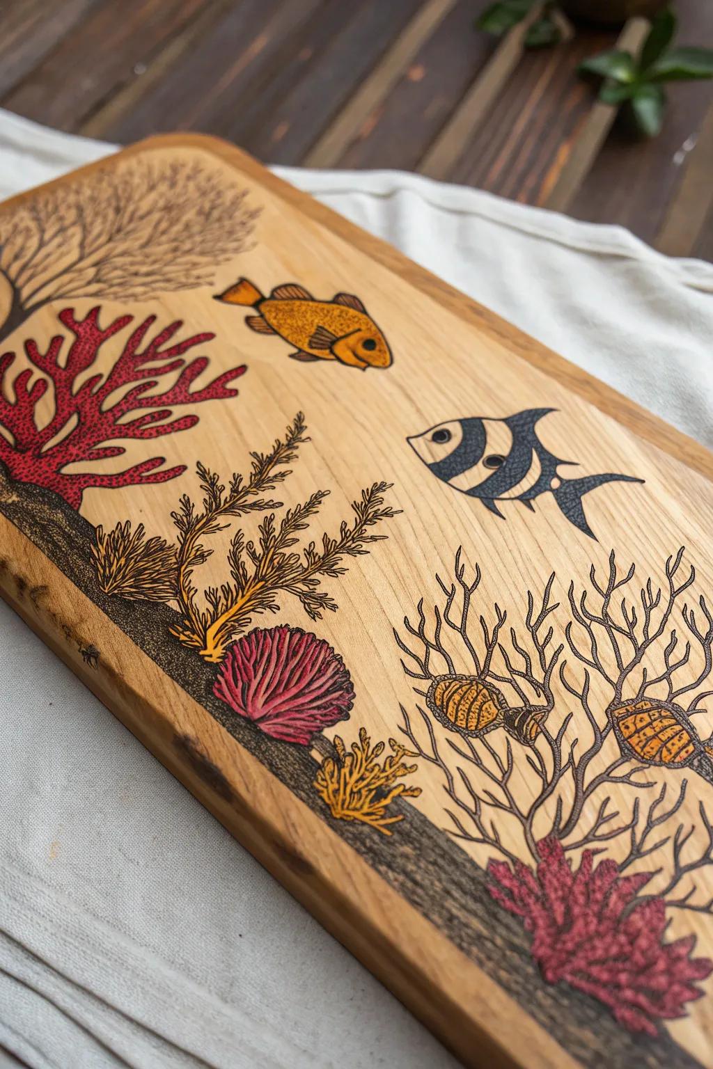 Transform your space with the captivating allure of underwater wood burning stencils.