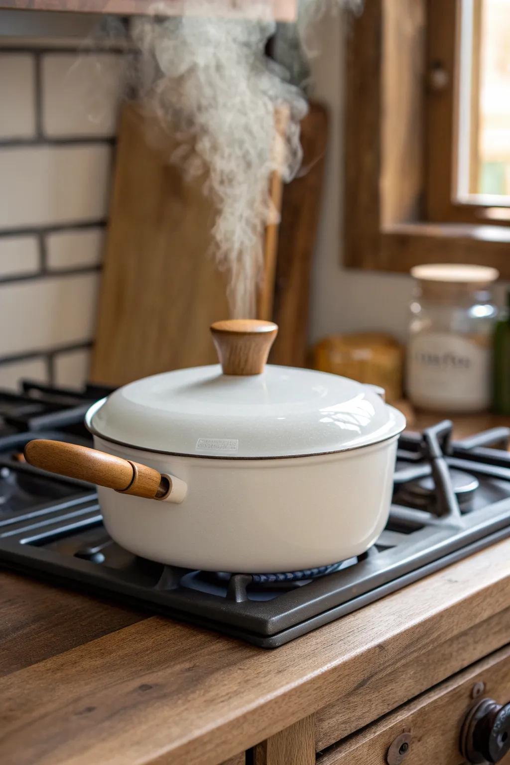 Weekly soak and gentle scrub keep your stove-top steamer scale-free and beautifully simple.