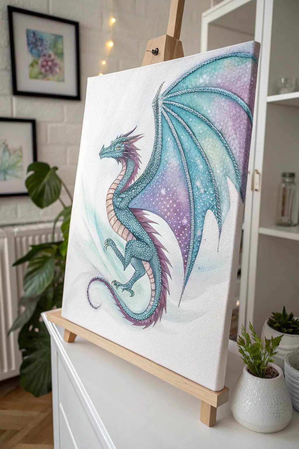 Unleash your imagination with this enchanting fantasy creature, where vibrant colors and textures bring dreams to life. #AcrylicArt #ScandinavianBoho