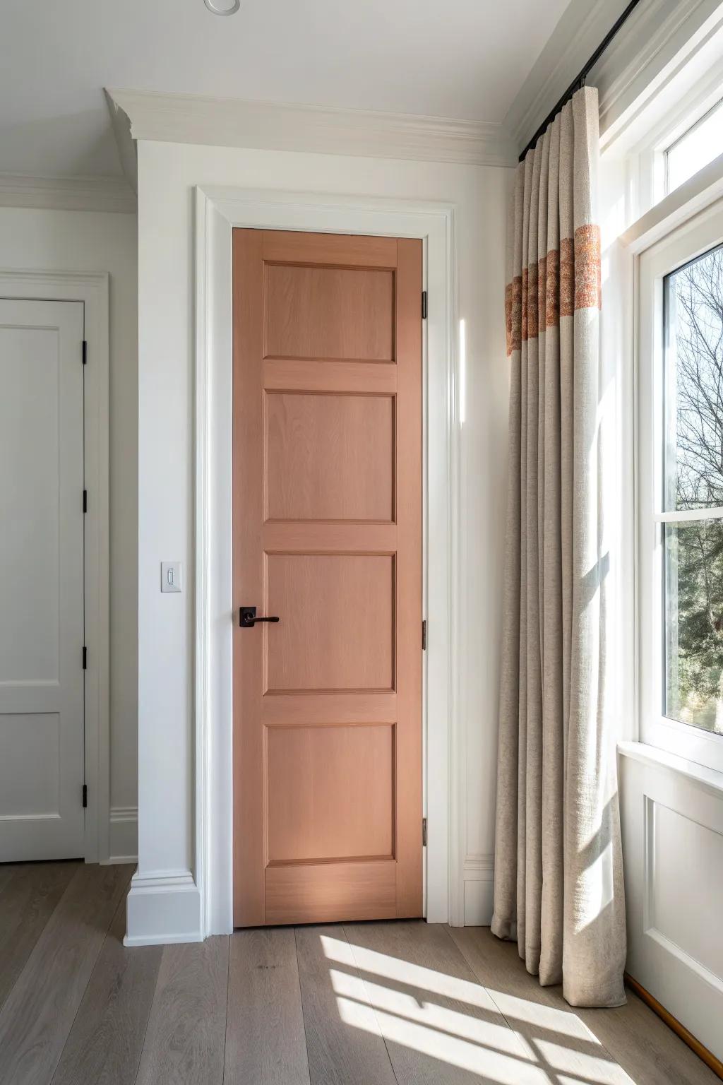 A modern color-blocked panel door that feels like custom millwork—just paint and clean lines.