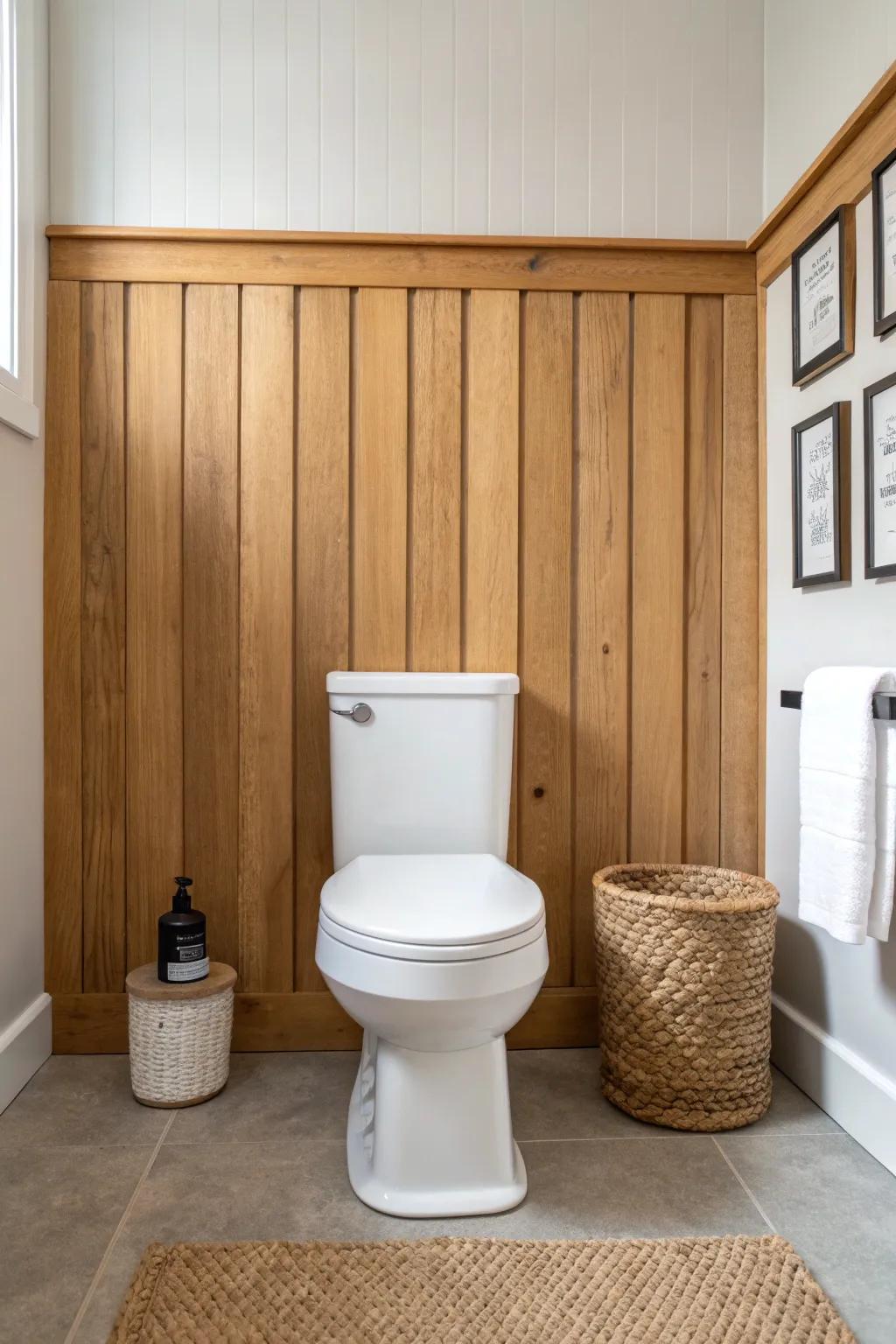 Weekend win: board-and-batten accent wall behind the toilet for instant charm and texture.