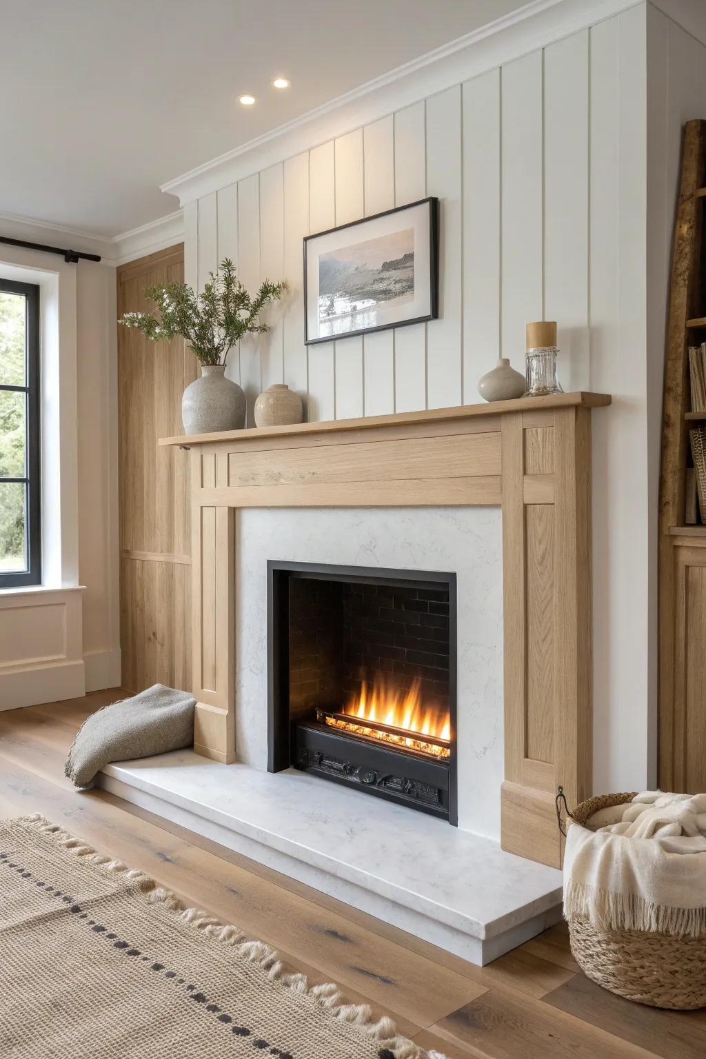 Soft hidden backlighting makes board-and-batten lines glow—warm, minimal, and cozy at night.