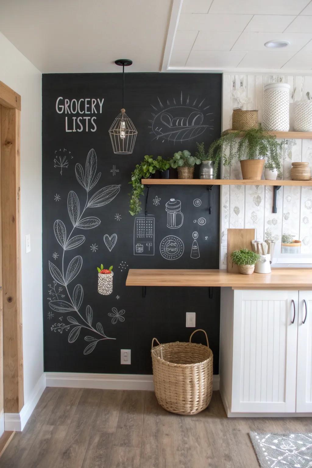 Transform your kitchen into a creative haven with a stylish chalkboard wall!