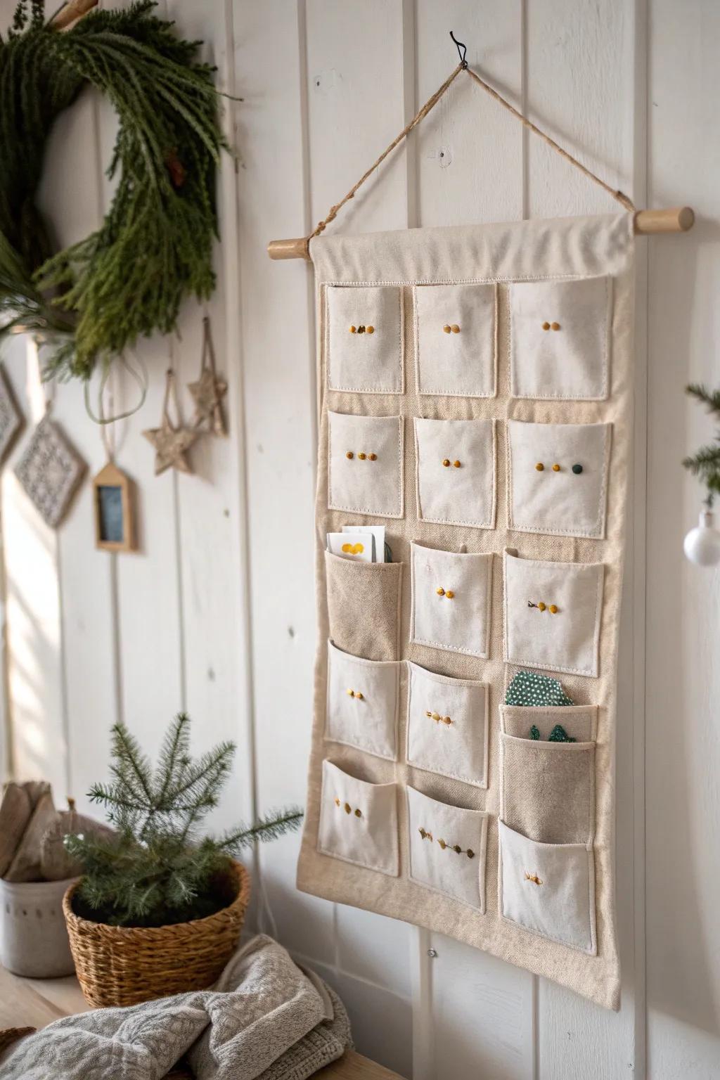 Countdown to Christmas with minimalist elegance: Discover the magic in handcrafted fabric advent calendars.
