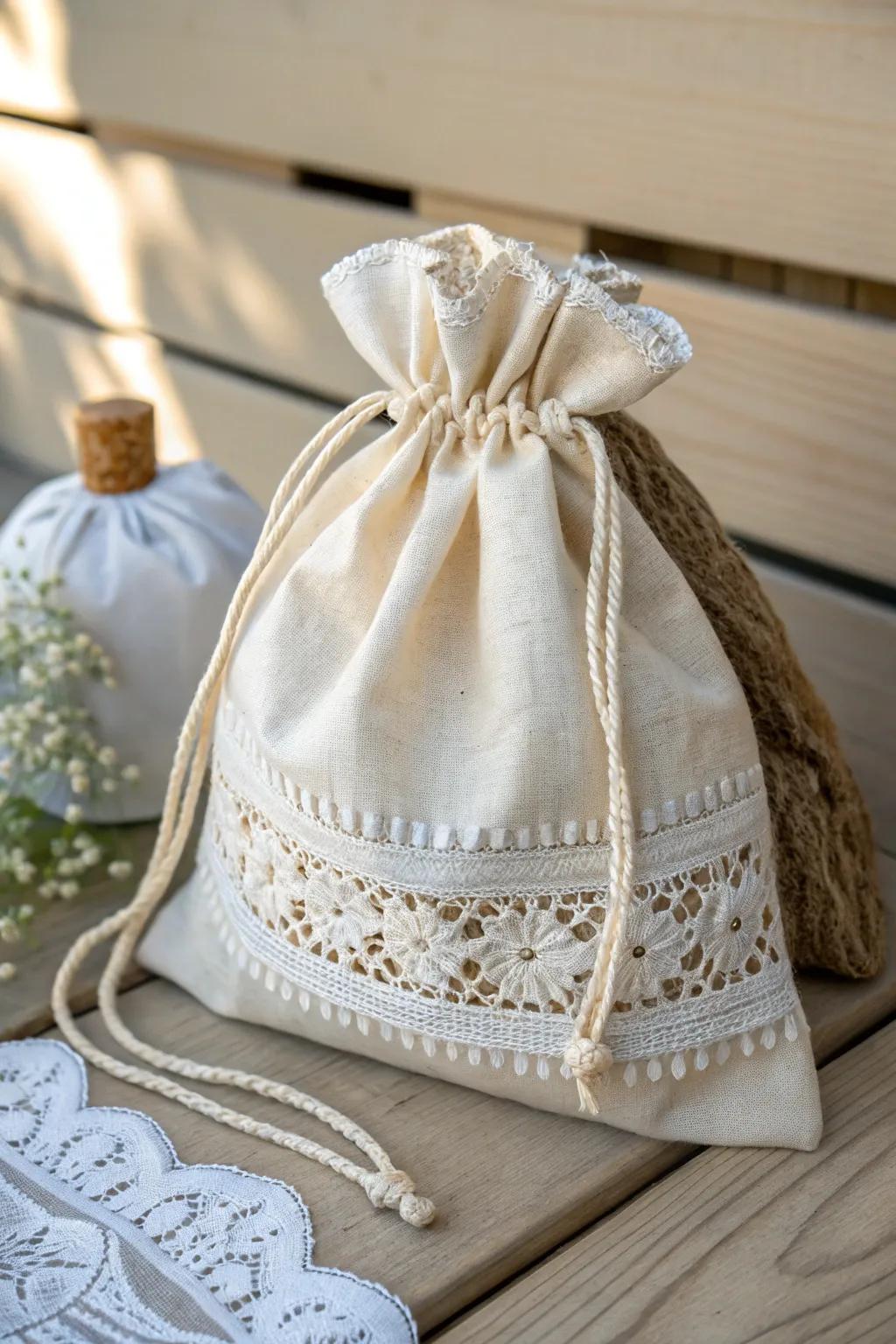 Discover the art of gifting with mixed material elegance: cotton and lace in perfect harmony.