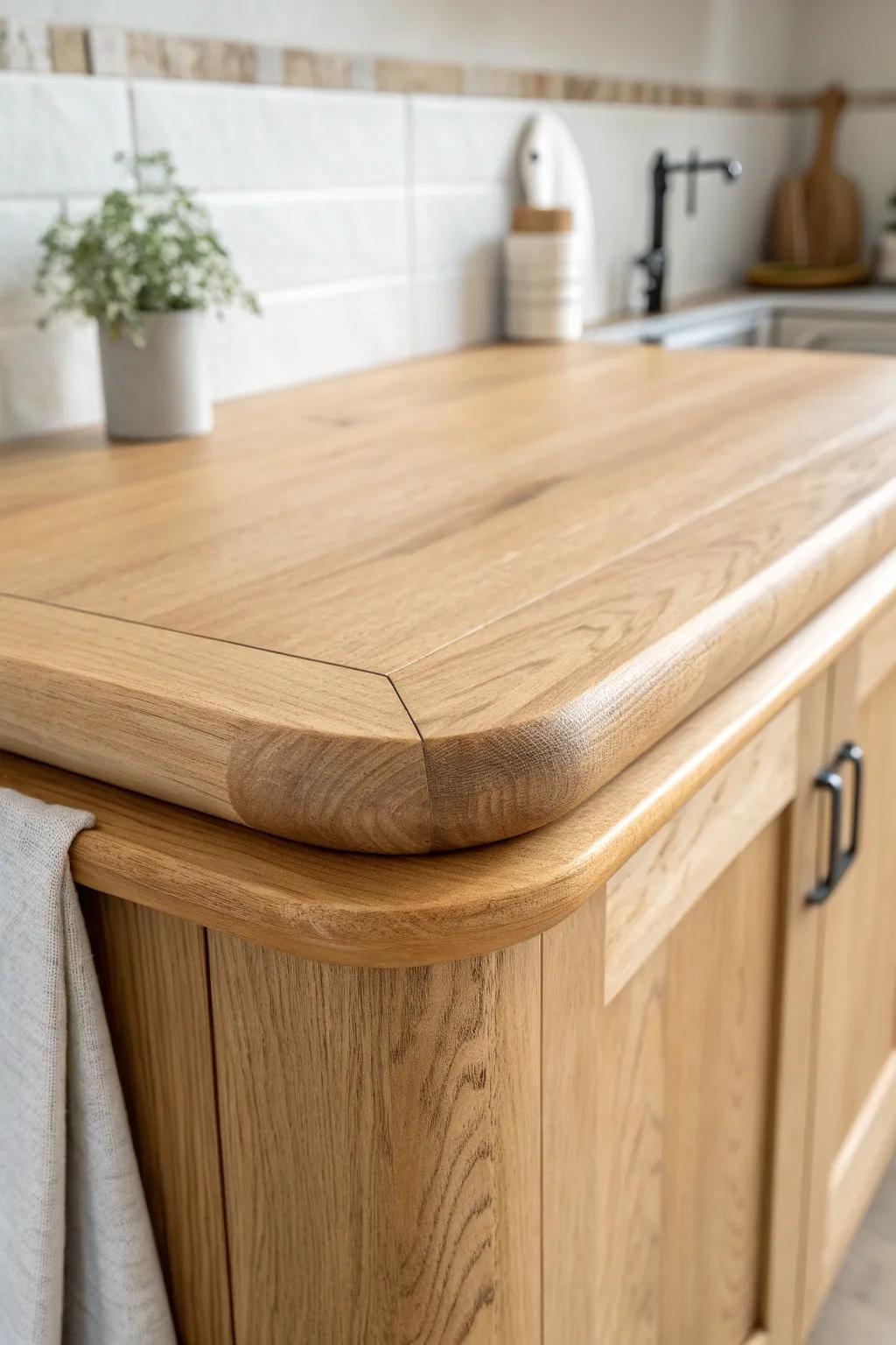 Soft rounded edge trim in light oak—kid-friendly, minimalist, and beautifully crafted.