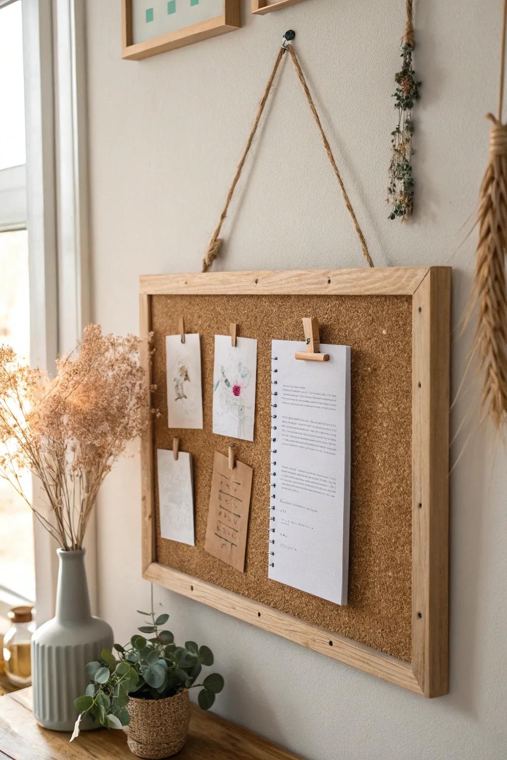 Embrace courage and sustainability with this eco-friendly bulletin board, where simplicity meets natural beauty.