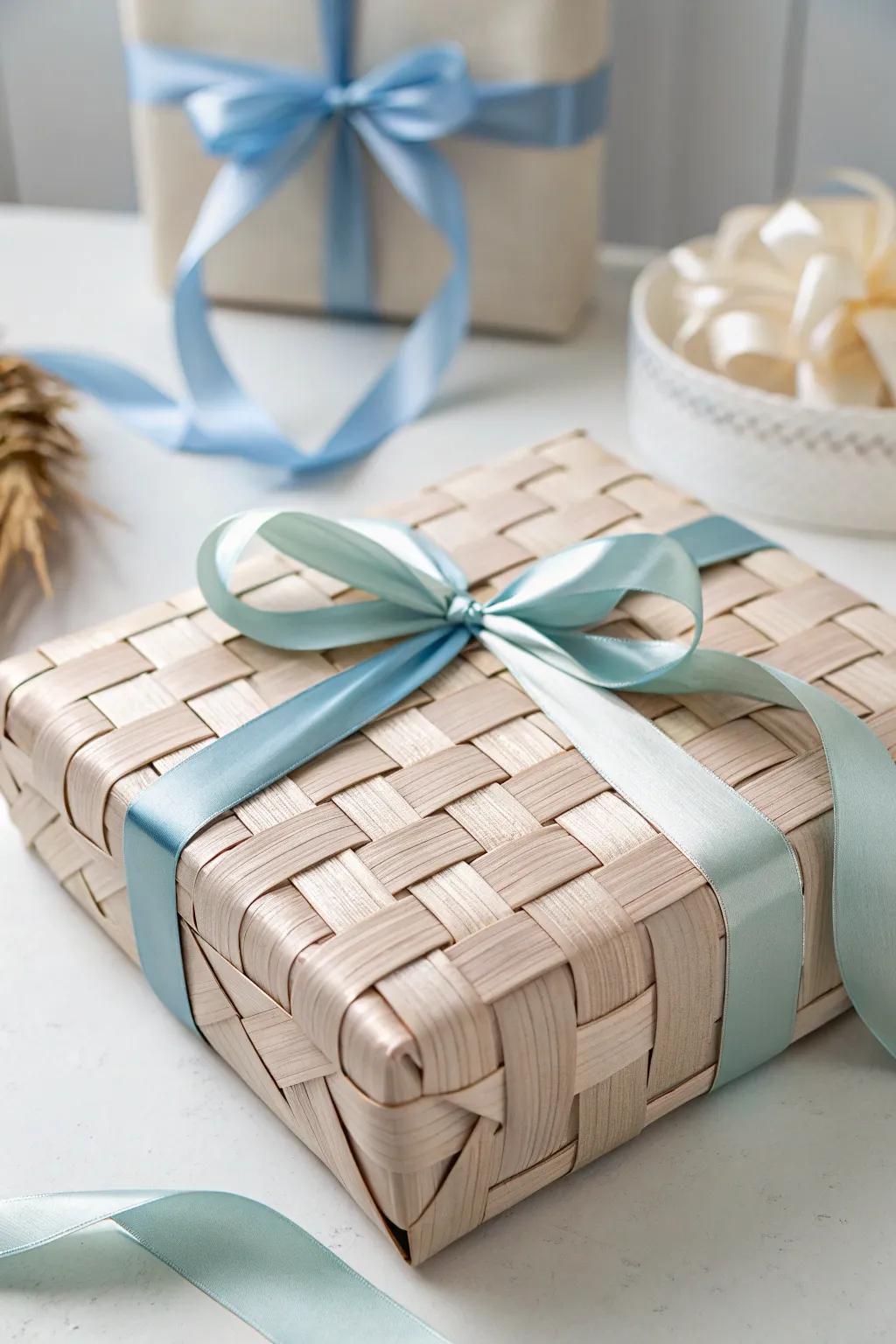 Elevate your gift-giving with a basket weave ribbon wrap—effortlessly elegant and beautifully minimalist.