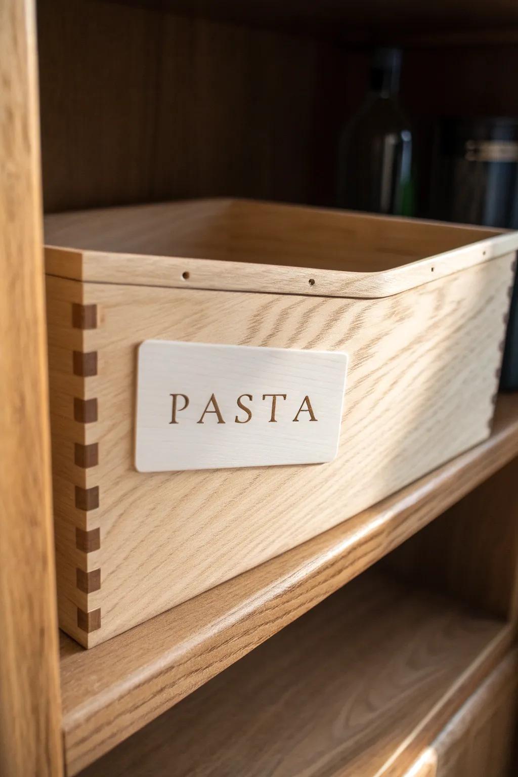 Front-facing labels in a deep RV pantry keep items visible—no twisting, no accidental duplicates.