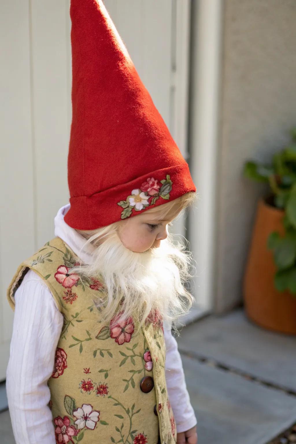 Transform your little one into the cutest garden gnome with this charming DIY costume!