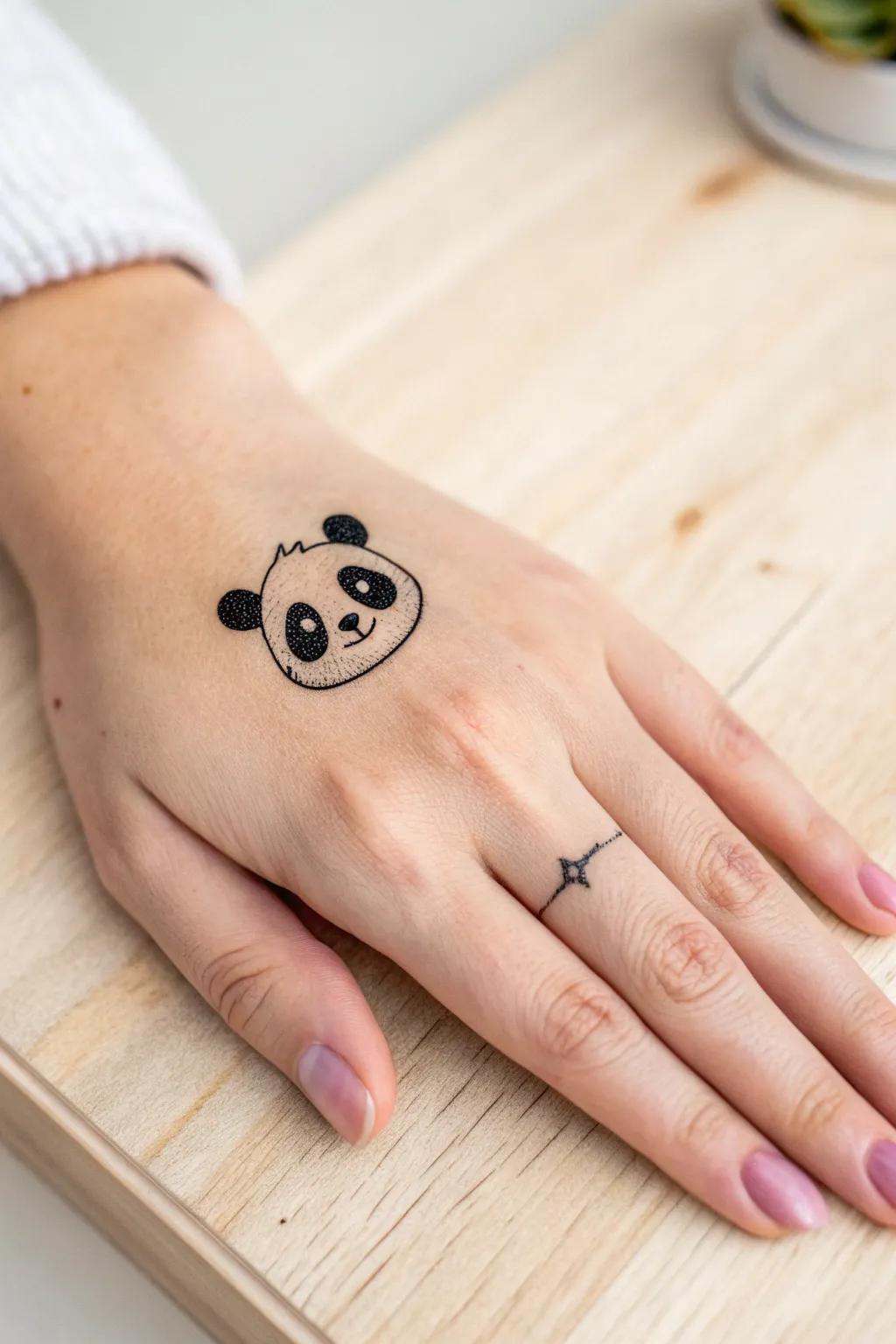 Charming DIY Panda Tattoo: Simplicity Meets Whimsy